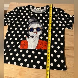 I LOVE J Polka Dot Graphic Shirt XL